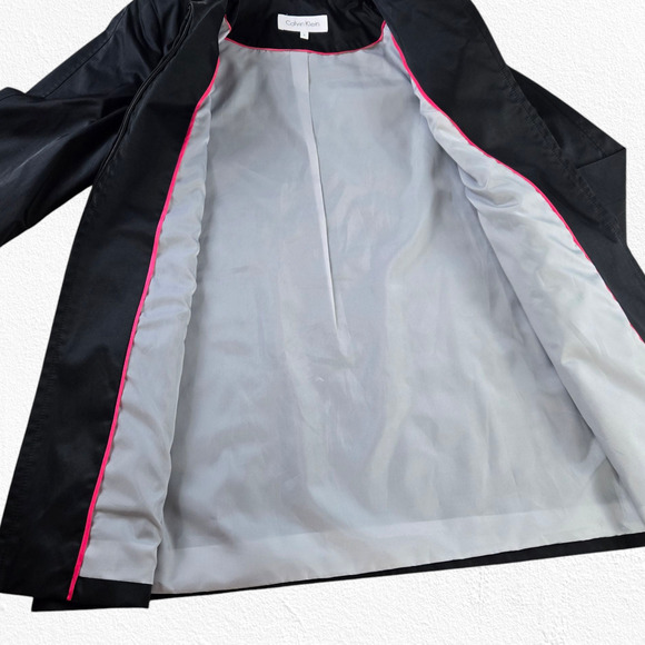 Calvin Klein Black Classic Lightweight Minimal Spring Rain Jacket Size Small - Picture 7 of 9